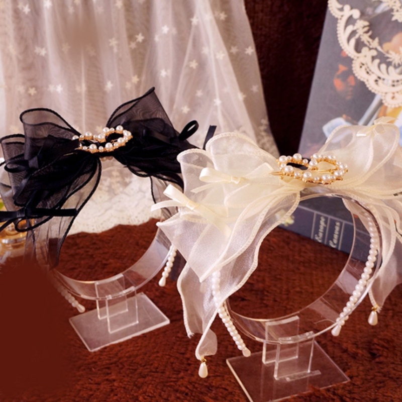 Băng đô nơ đính ngọc trai giả phong cách Lolita