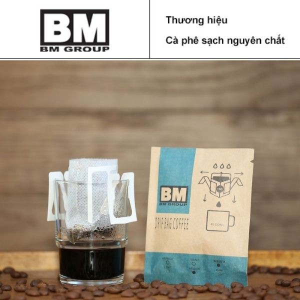 CÀ PHÊ PHIN GIẤY - HỘP 10 PHIN - BM CỘI NGUỒN, robusta hái chín, rang mộc, nguyên chất - BM GROUP