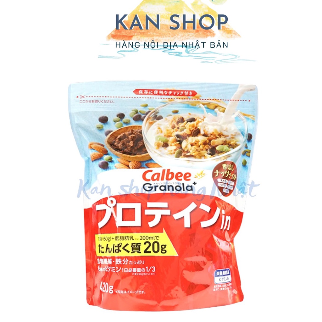 Ngũ cốc Calbee Granola Plus bổ sung Protein 420g nội địa Nhật Bản | 4901330743550 | Kan shop hàng Nhật