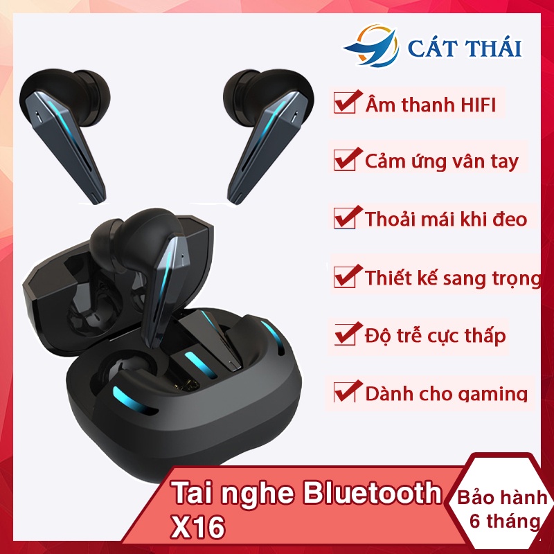 Tai nghe Gaming Bluetooth Cát Thái X16 âm thanh cực hay, kết nối không dây TWS, pin trâu, giảm ồn hiệu quả hạn chế delay