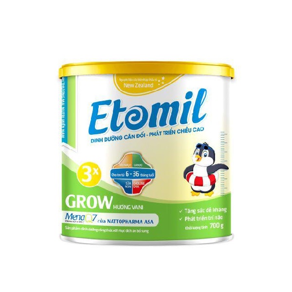 Sữa Bột Etomil 3x Grow Lon 700gr - Tăng Cường Phát Triển Chiều Cao Dễ Uống