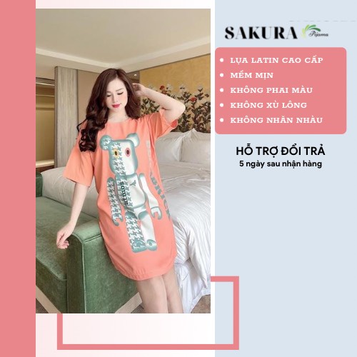 Đầm ngủ nữ váy lụa chất liệu latin mặc nhà dễ thương SAKURA