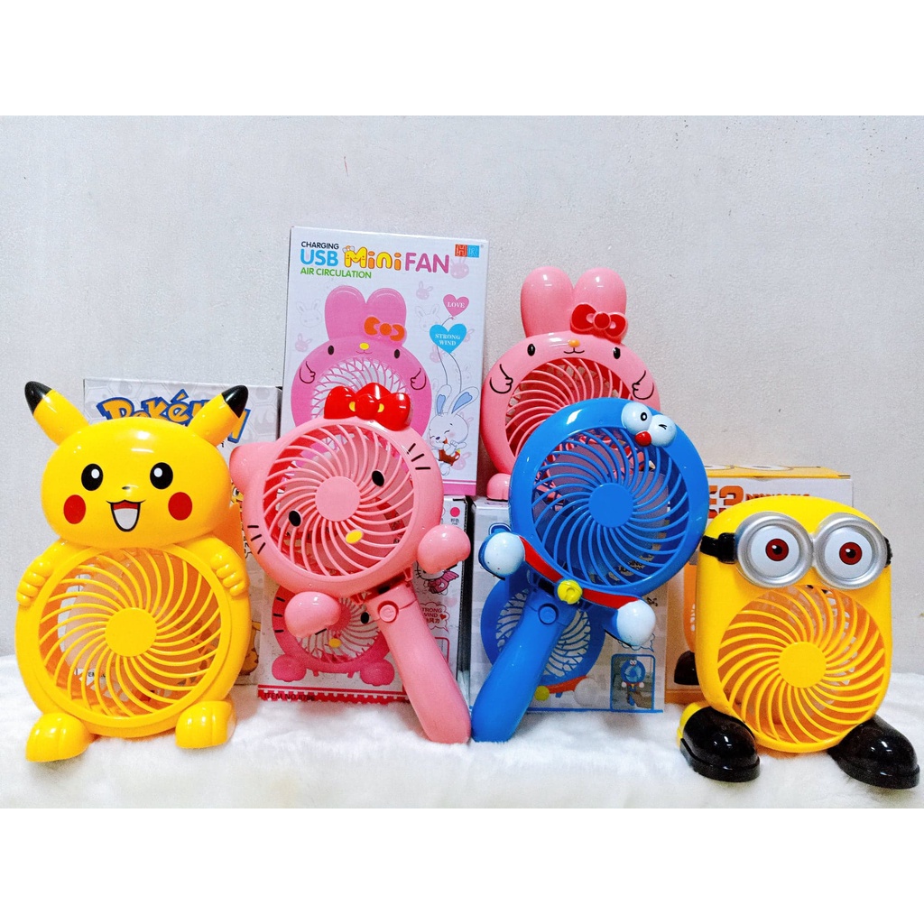 Ảnh Thật Quạt Sạc Tích Điện USB Nhiều Mẫu Dễ Thương Mèo  Mon Mèo Kitty Minion - Quạt Sạc Để Bàn Và Cầm tay Siêu Mát