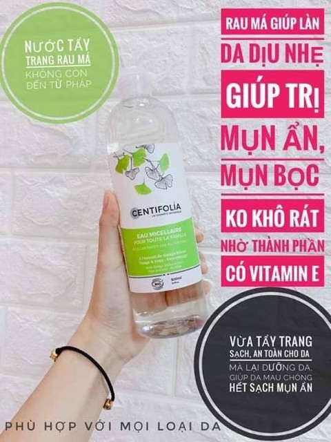 Nước Tẩy Trang Rau Má Centifolia Micellar Water