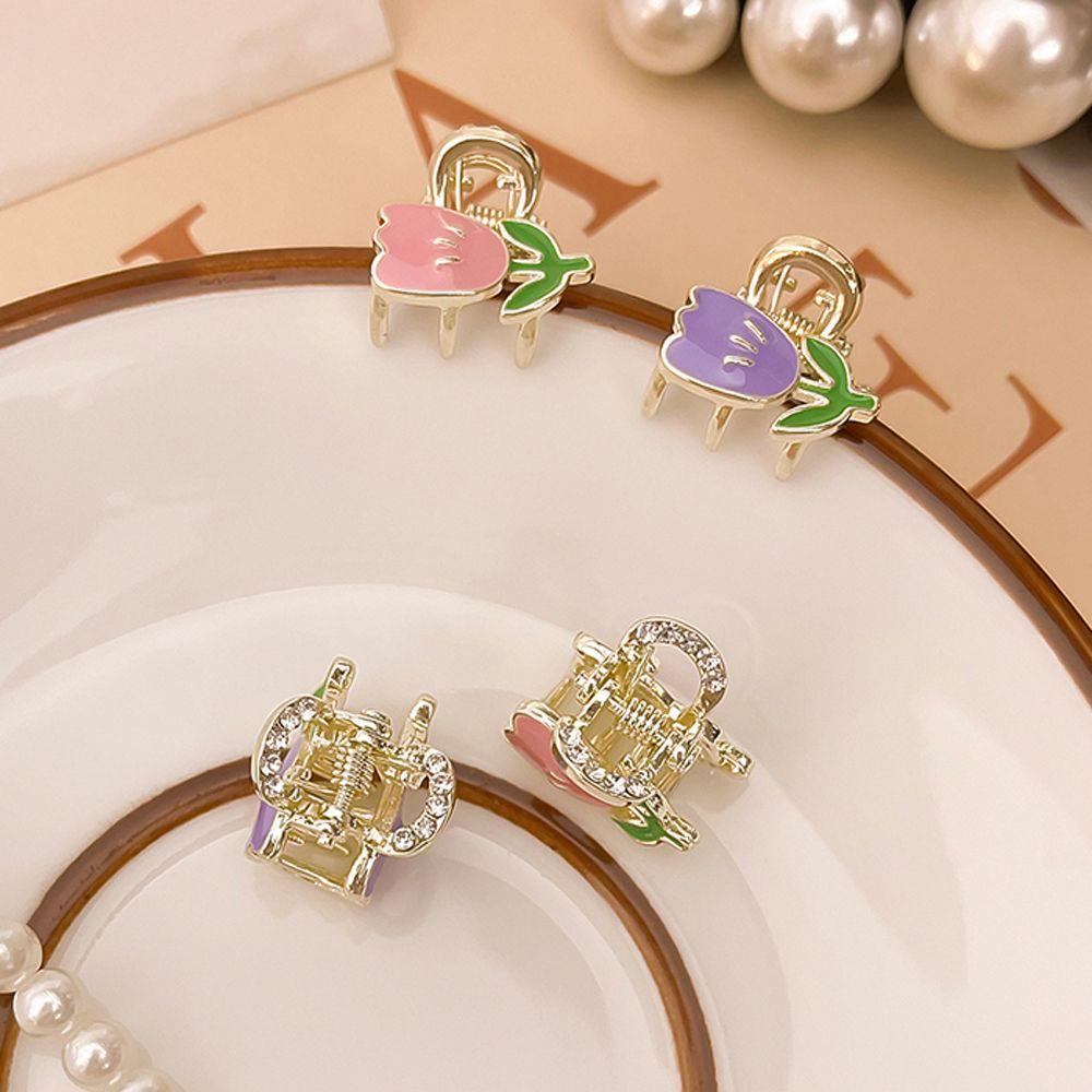 Kẹp Tóc Càng Cua Mini Bằng Kim Loại Hình Hoa Tulip Dễ Thương Cho Nữ