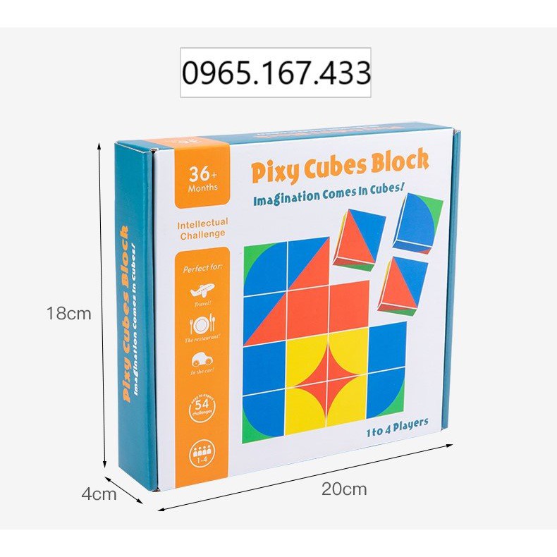 Đồ chơi gỗ rèn luyện tư duy không gian đa chiều 💕Khối lập phương Pixy 💕Pixy Cubes Block