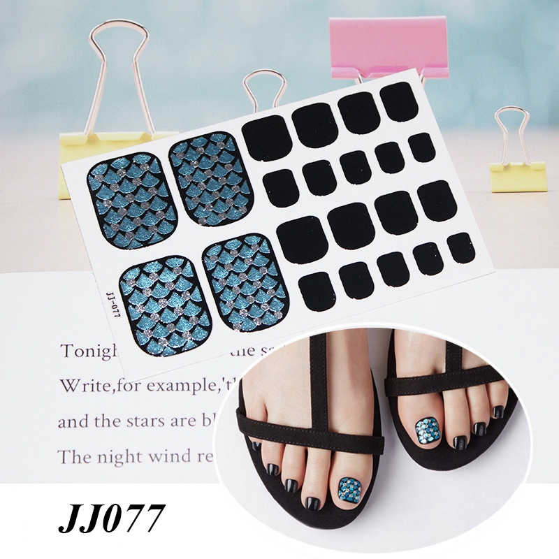 Bộ 22 miếng dán trang trí móng chân thủ công thời trang 3D JJ061-080