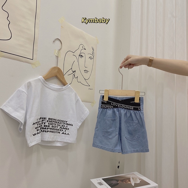 Quần short jean cạp cao cho bé Q649