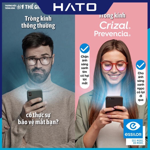 [Mã MATK4545 GIẢM 300k Đơn Tối Thiểu 1tr] Tròng Kính Mỏng Lọc Chống Ánh Sáng Xanh Pháp Essilor Crizal Prevencia