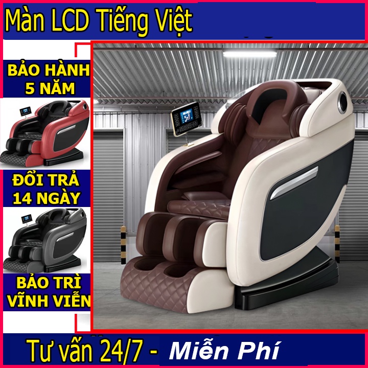 Ghế massage toàn thân Đặc Biệt cổ vai gáy có nhiệt hồng ngoại màn LCD tiếng việt,Máy mát xa toàn thân cho người đau nhức