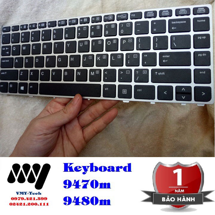 ¤ PHỤ KIỆN LAPTOP ¤ Phím Laptop Hp Folio 9470m 9480m 9470 9480 - New 100% - Có khung bạc
