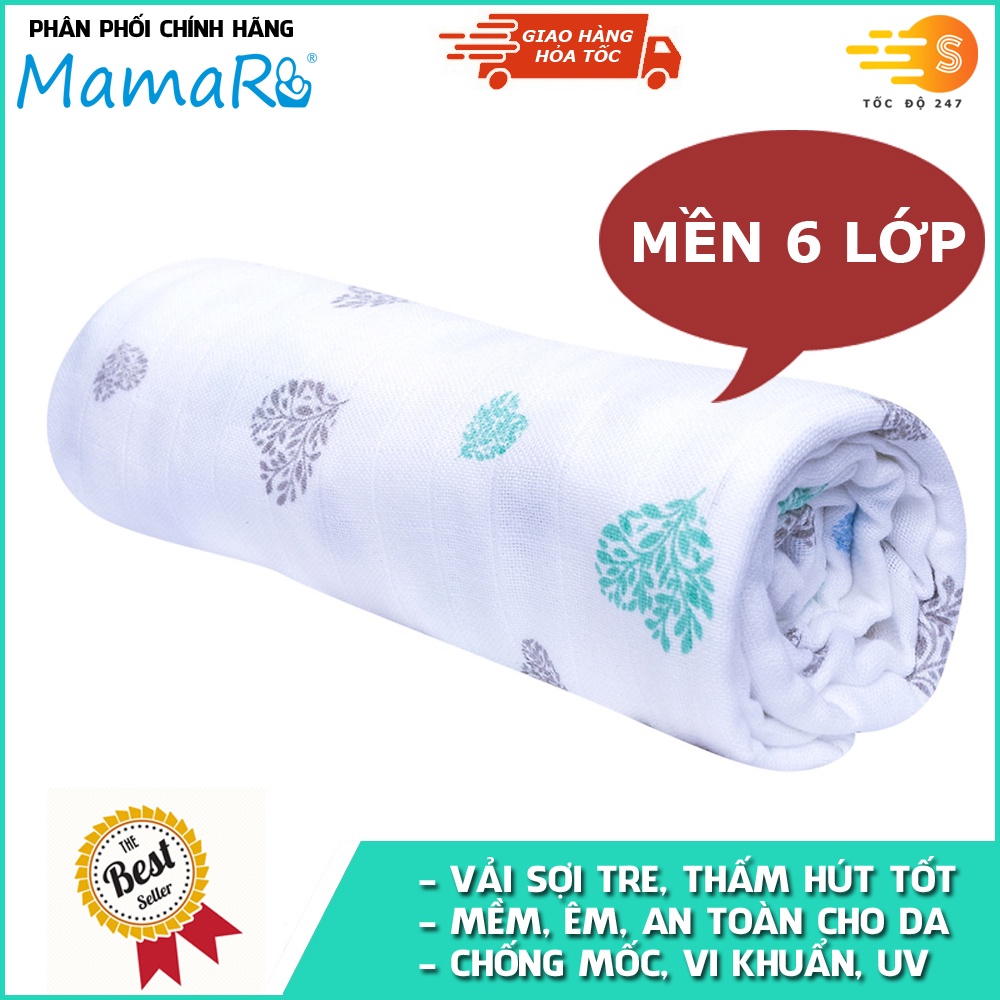 Mền 6 lớp vải tre sợi kép cho bé 125x125 Premium Mamaru MA-MEN6L - Diệt khuẩn, hút ẩm tốt, kháng tia UV