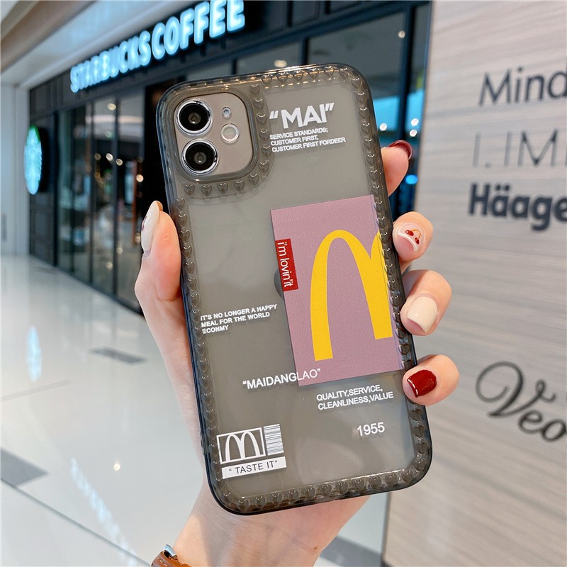 Fashion trend love photo frame Starbucks McDonald's Silicone mobile phone case for IPhone 11 Pro Max X Xs Max XR 8 7 6 6s Plus Soft Silk Leather TPU Back Cover