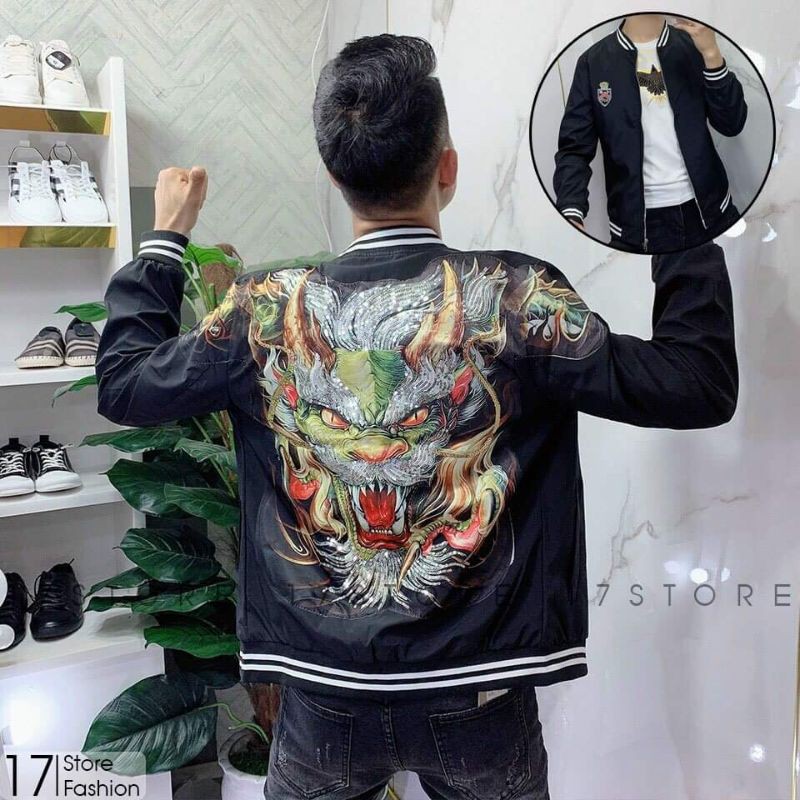 áo khoác gió hình rồng kim sa