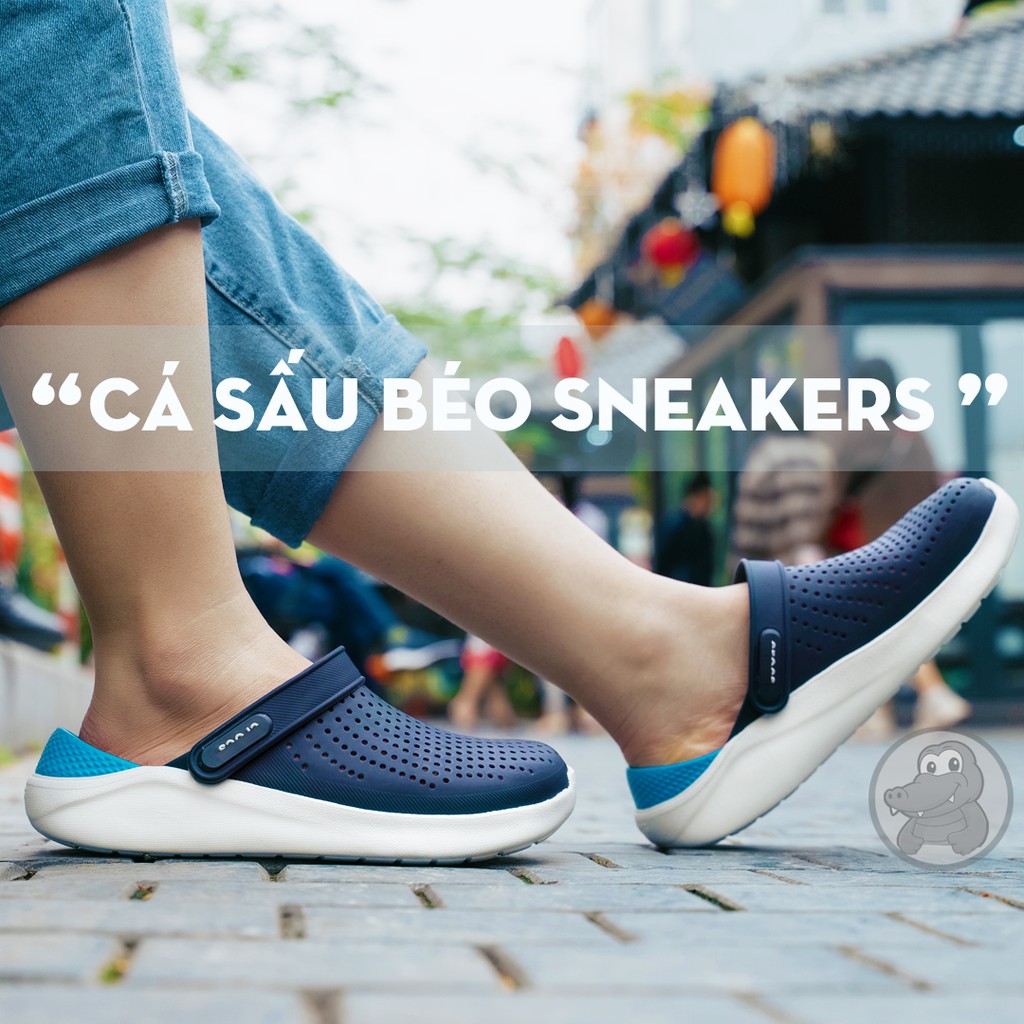 Dép Cross Literide Nam Nữ màu XANH NAVY- đế XANH DƯƠNG, Hàng loại 1 full box, full tag | BigBuy360 - bigbuy360.vn