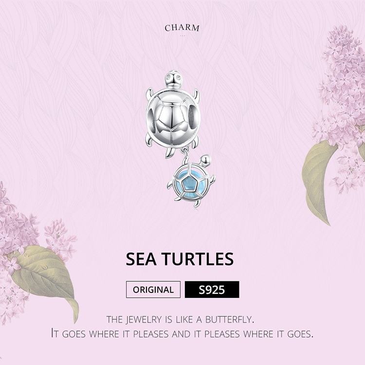 Hạt Xỏ Vòng Tay Bamoer BSC332 bạc 925 Hình Rùa Biển Để Làm Vòng Tay DIY