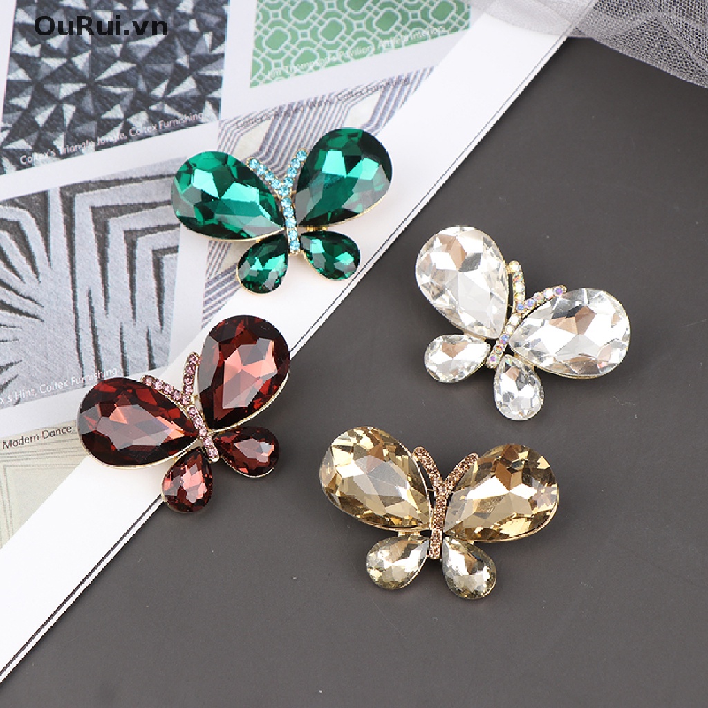 Ghim cài áo hình bướm đính đá pha lê thời trang sành điệu