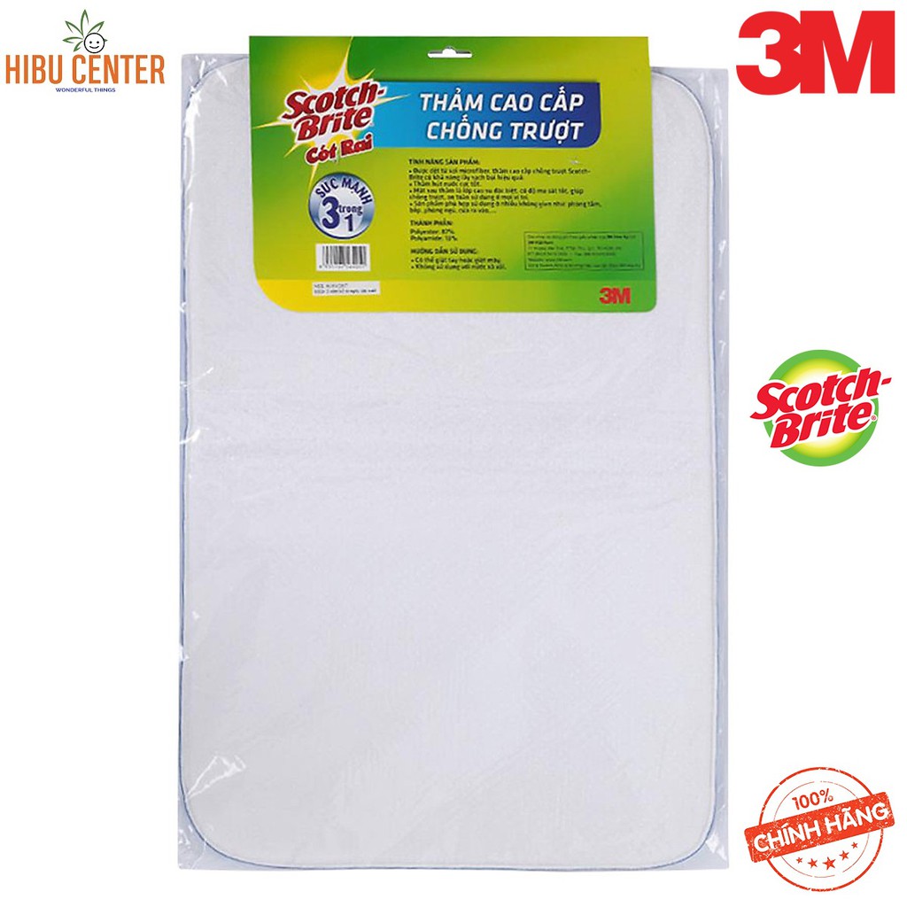 Thảm Trơn/ Sọc Microfiber Cao Cấp/ Mới Scotch-Brite 3M - 40 x 60 cm – Chống Trượt, Thấm Hút Nước, Giữ Bụi Hiệu Quả