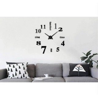 [Euro Quality] Đồng hồ dán tường Châu Âu cỡ lớn DIY 3D trang trí cao cấp ( Đen )