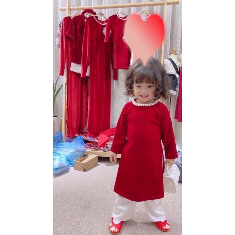 Áo dài nhung bé gái