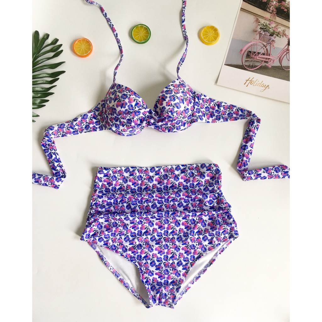 Bikini xoắn nhún phối màu dễ thương