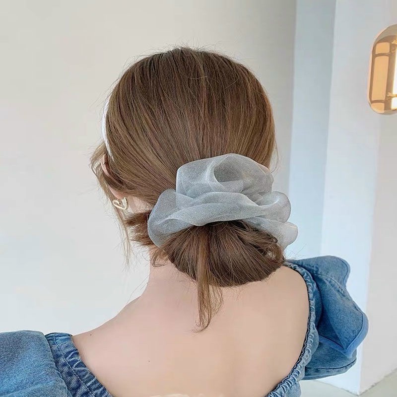 Dây buộc tóc Scrunchies phi lụa 4 màusiêu mềm