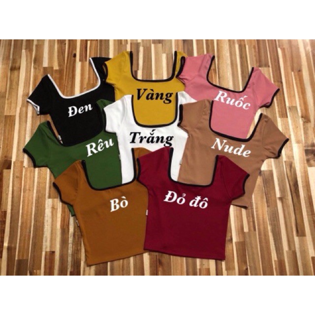 [SALE XẢ KHO] Áo crop cổ vuông viền siêu hot
