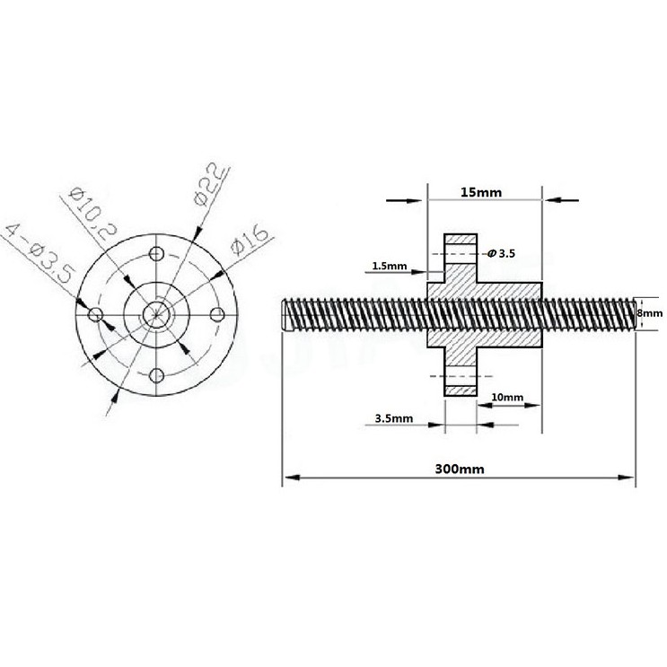 Vít me T8 bước 8