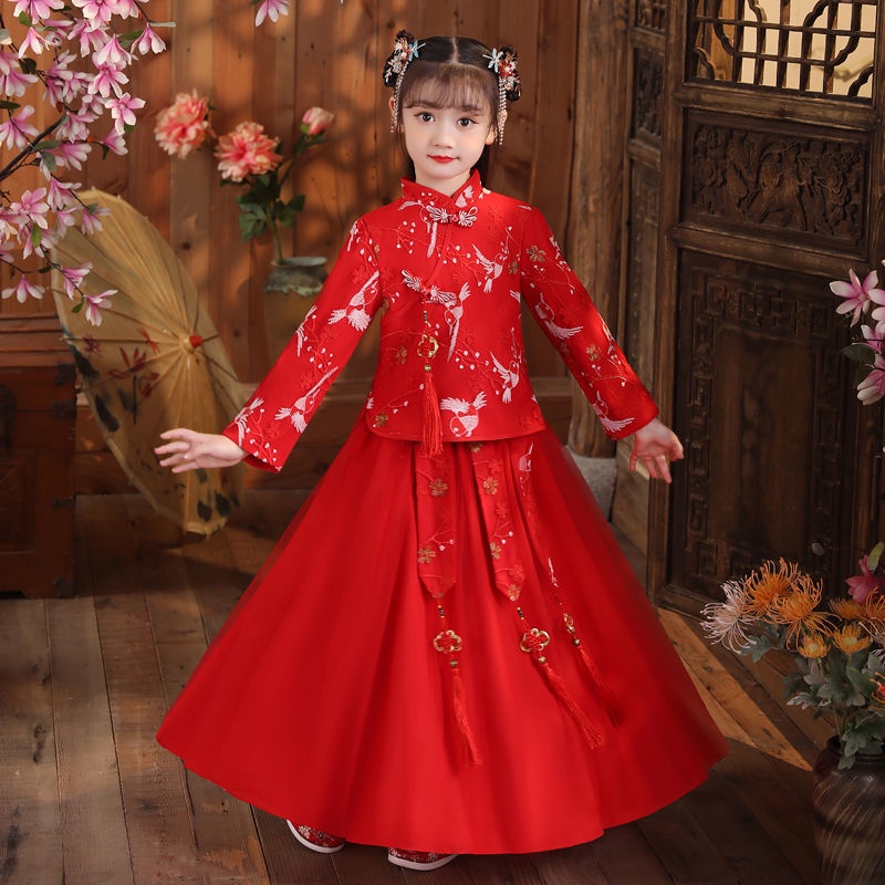 Đầm Công Chúa Kiểu Hán Phục Trung Hoa Thời Trang Mùa Xuân Cho Bé Gái