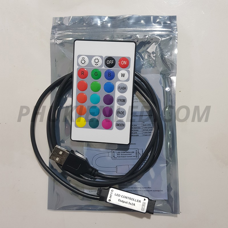 Combo Led dây nhiều màu RGB 5050 5V và bộ mạch nháy có điều khiển từ xa dùng điện cổng USB | BigBuy360 - bigbuy360.vn