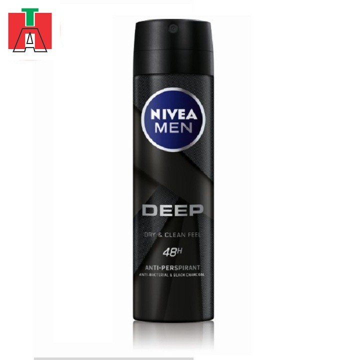 80027-Xịt ngăn mùi NIVEA MEN Deep than đen hoạt tính 150ml