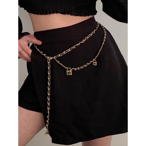 Đai váy dây xích khoá, betl xích xinh, phụ kiện đai váy Hari korea accessories