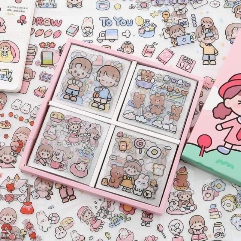 BỘ 1000 STICKER TELADO CÔ GÁI VÀ BÉ THỎ