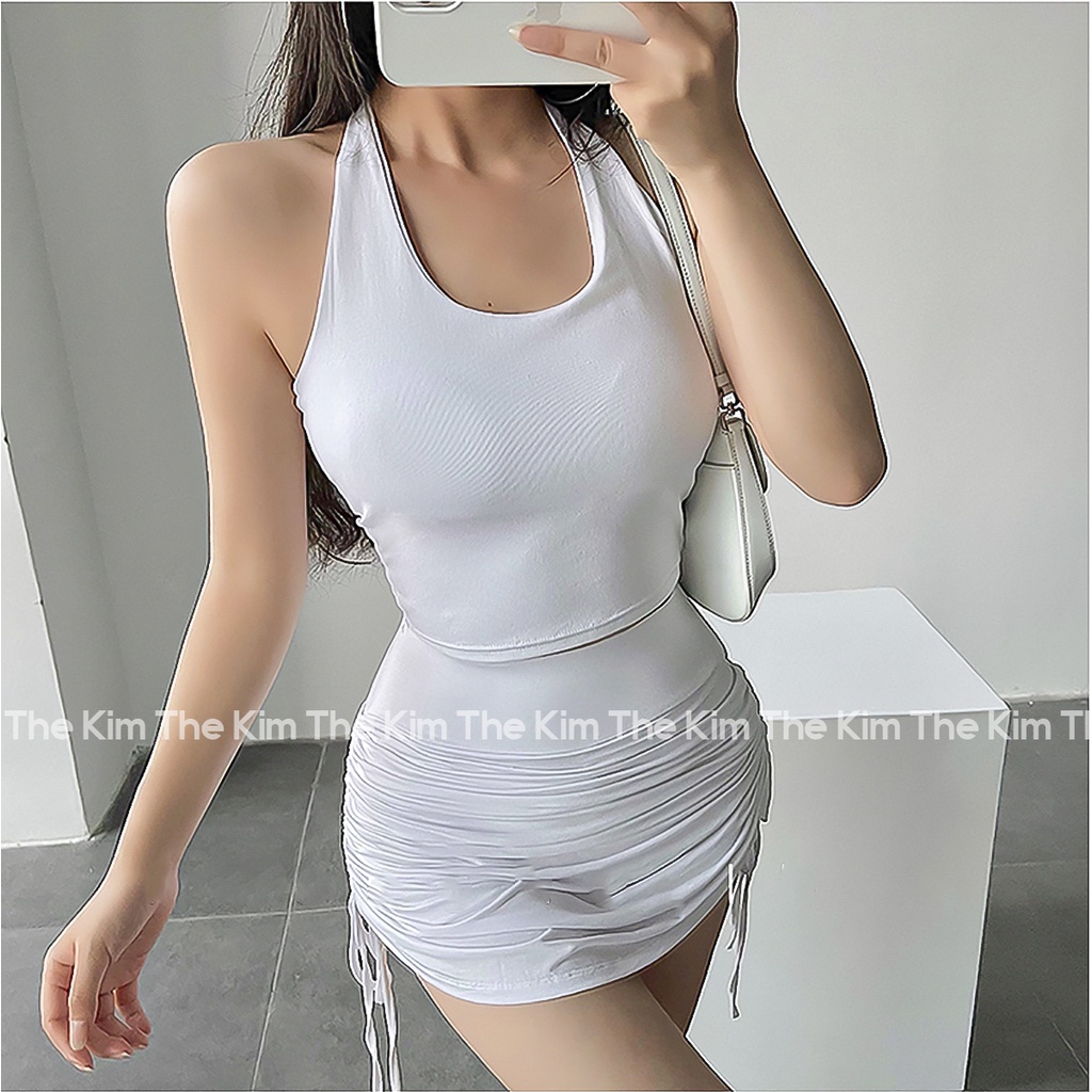 Áo thun cổ yếm khoét ngực ôm body sexy , áo phông croptop hở lưng gợi cảm The Kim A111