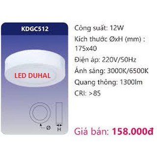 Bóng đèn Led Panel gắn nổi 12W Duhal KDGC512