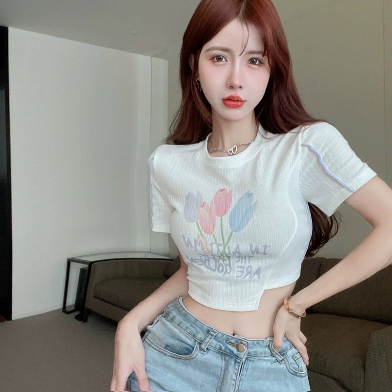 Áo croptop hoa tu líp BG