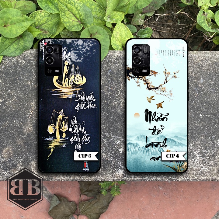 ỐP LƯNG KÍNH CƯỜNG LỰC OPPO A55 chữ thư pháp