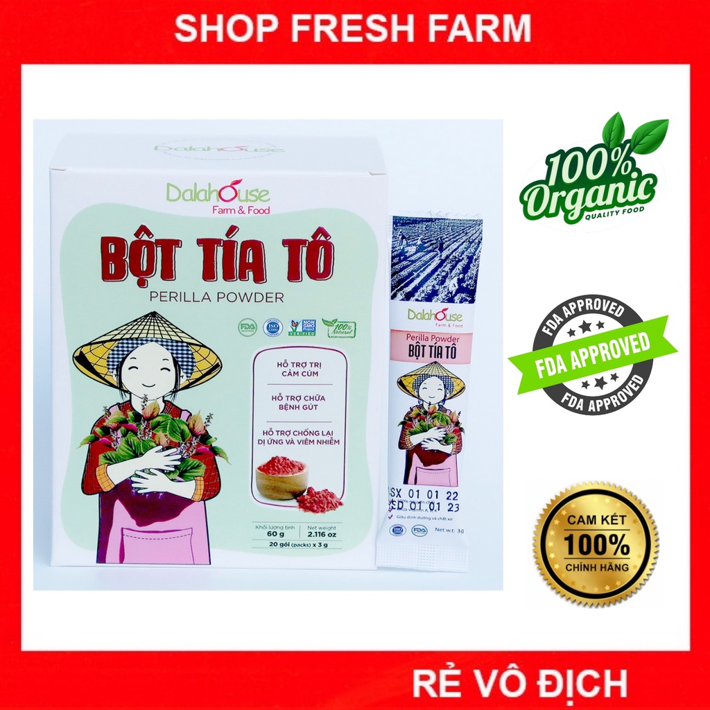 Bột tía tô nguyên chất sấy lạnh Dalahouse hộp 20 gói x 3g