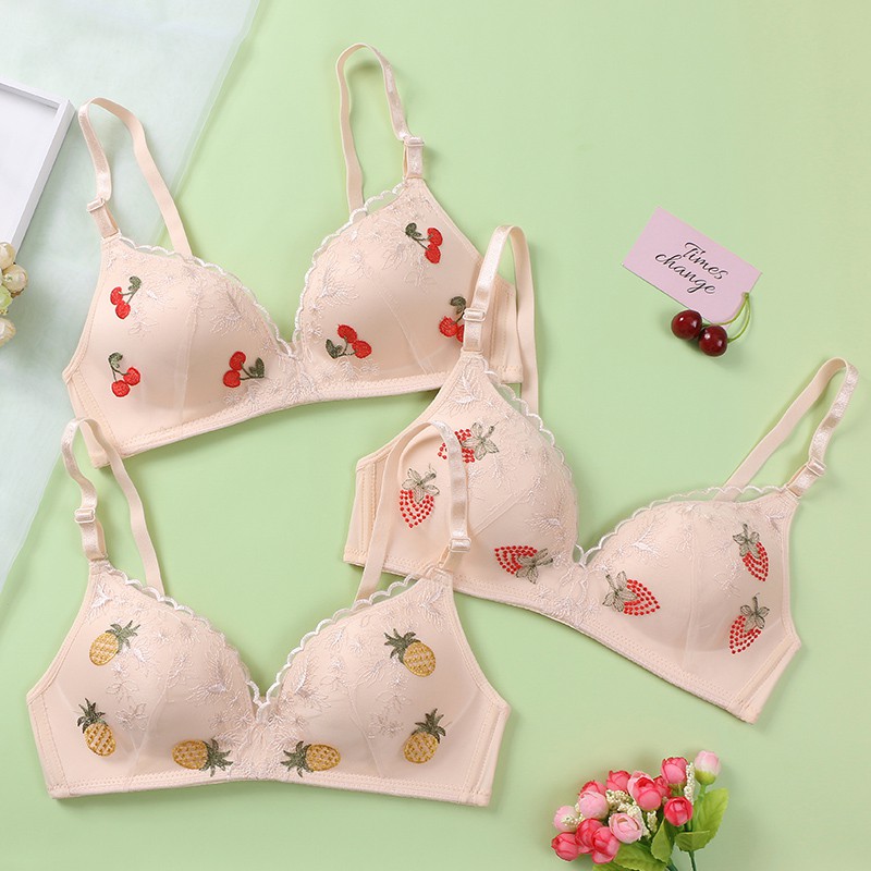 Áo lót AOWEINISI mềm mại họa tiết trái cây hoạt hình xinh xắn đáng yêu cho nữ