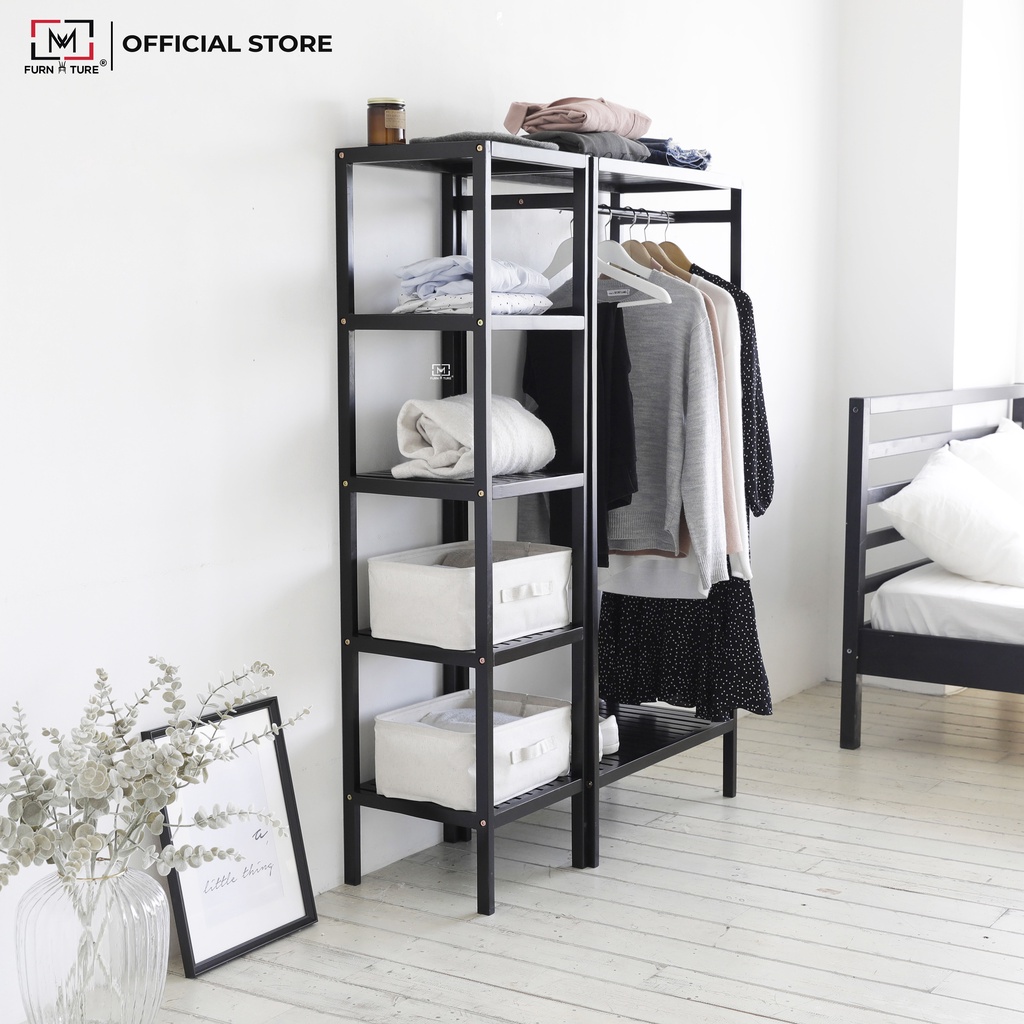 Combo tủ treo quần áo và kệ 5 tầng lắp ráp phong cách hàn quốc - MW FURNITURE - Nội thất căn hộ