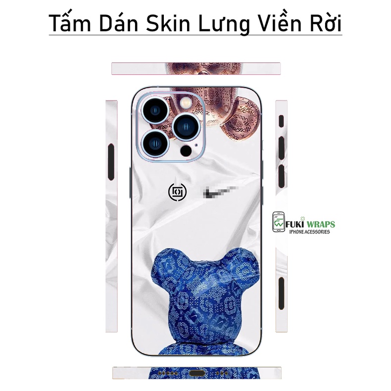 Tấm dán Skin Mặt Sau Hình Gấu FULL VIỀN Dành Cho 13prm , 12prm , 11prm , x , xsm , xr, ip11 , ip12 , ip13 - FukiShop