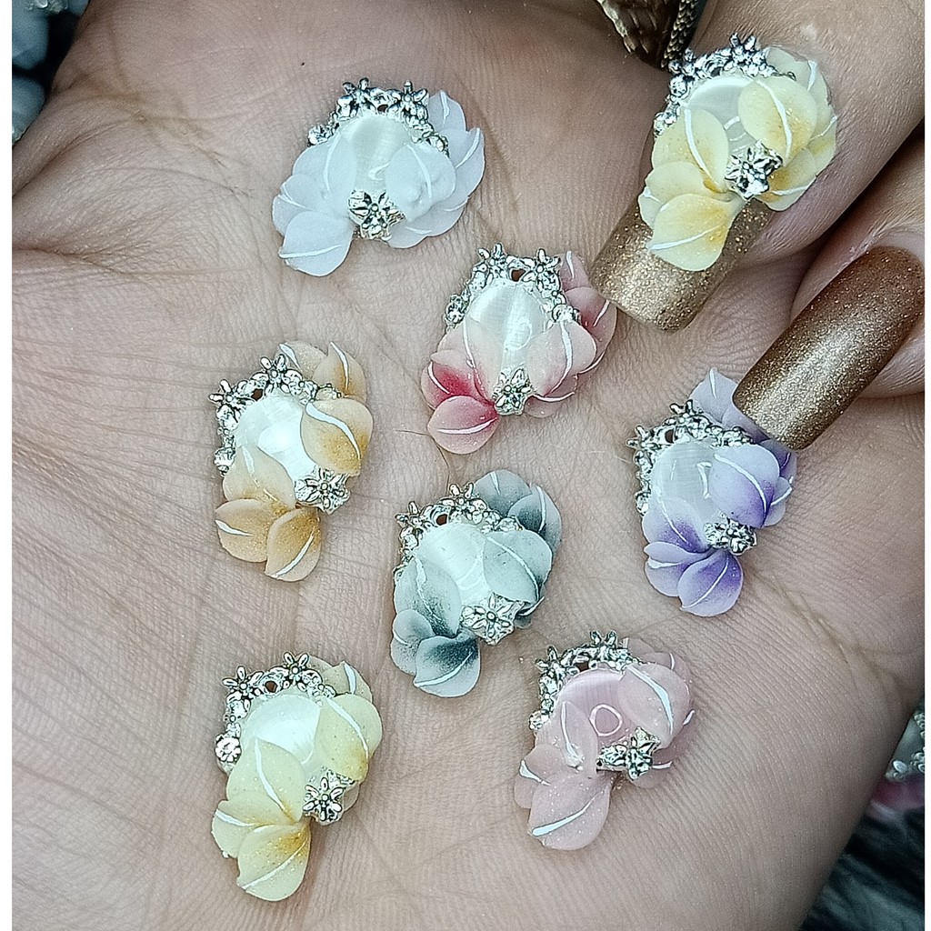 Hoa nửa ôm charm - Hoa bột đính móng H56