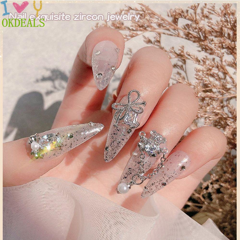 Mặt Dây Hình Gấu Đính Đá 3D Sang Trọng Trang Trí Móng Tay|Phụ Kiện Kim Loại Đính Đá Trang Trí Móng Tay