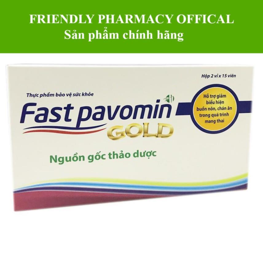 Fast pavomin GOLD- Hỗ trợ giảm các triệu chứng ốm nghén, tốt cho phát triển của thai nhi ( hộp 30 viên)