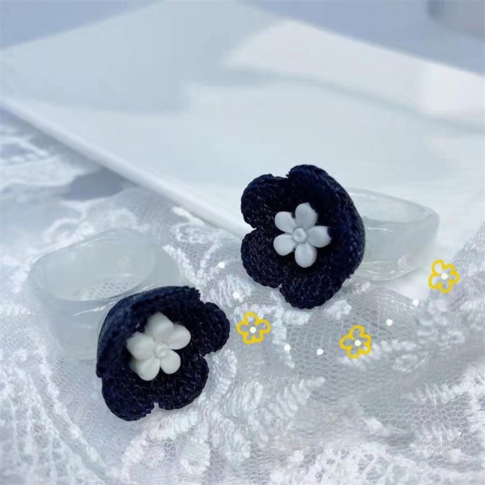 LILYES Nhẫn Acrylic Hình Trái Tim Phong Cách Retro Thanh Lịch Cho Nữ