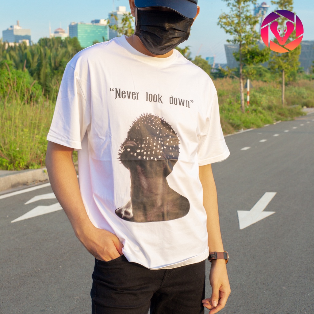 Áo thun cotton in hình 3D sắc nét, tay ngắn, cổ tròn, form rộng, unisex , màu đen và trắng