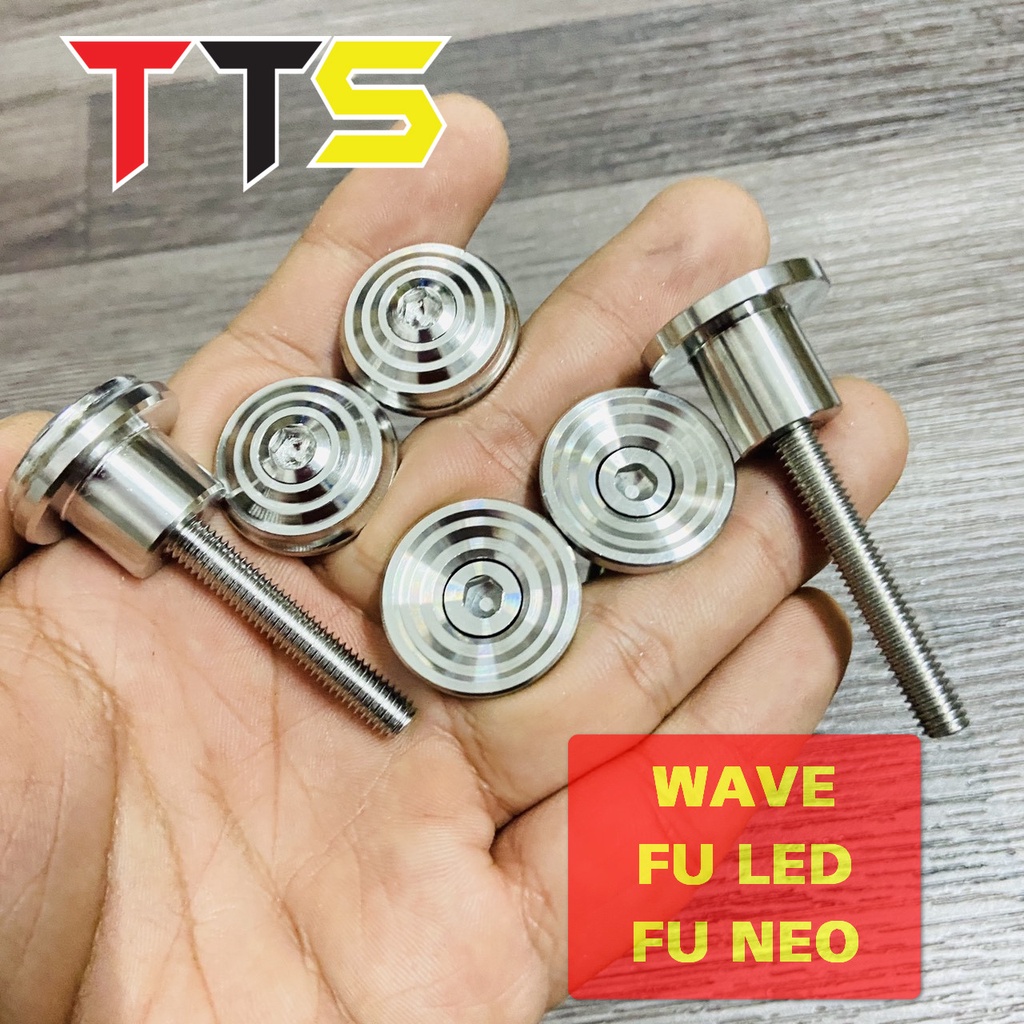 Bộ 3 khâu rổ kèm ốc lắp cho xe WAVE, FU LED chất liệu inox 304 bao sáng bóng trọn đời