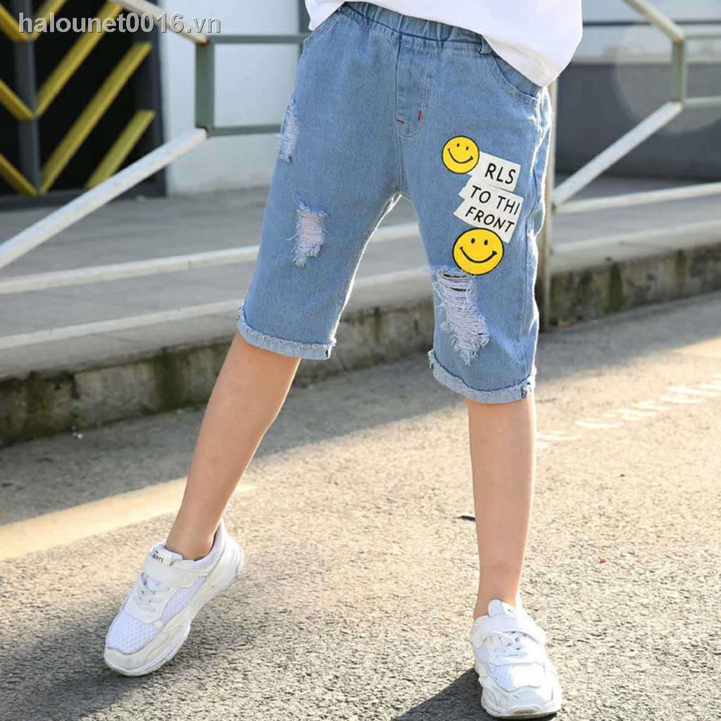 Quần Jeans Lửng 10 Lửng Cho Bé Gái 12-15 Tuổi