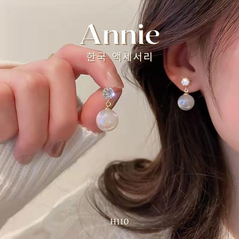 Bông tai hạt ngọc pha lê đính đá phong cách sang trọng hiện đại Annie H110