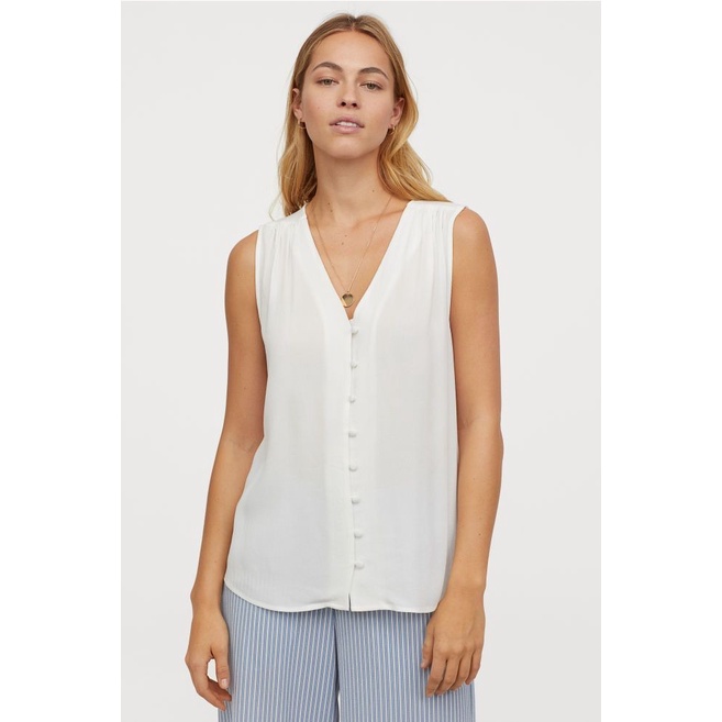 Áo Sơ Mi Công Sở Dạo Phố Nữ Đẹp - Áo Kiểu Nữ Cổ V Tay Cộc Không Tay Vải Silk Sốp Sang Trọng Trangnauth F77